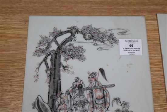 A pair of Chinese Republic period porcelain plaques 31 x 21.5cm